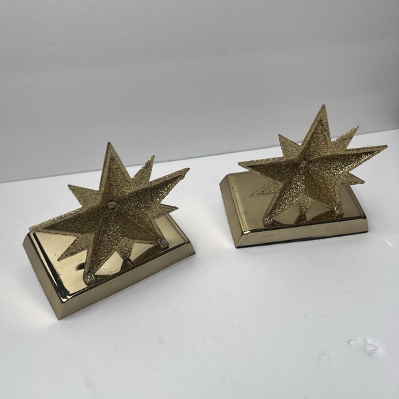 Set Of 2 Glitter Star Stocking Holder Gold Glitter Christmas Stocking Holders - Picture 8 of 12